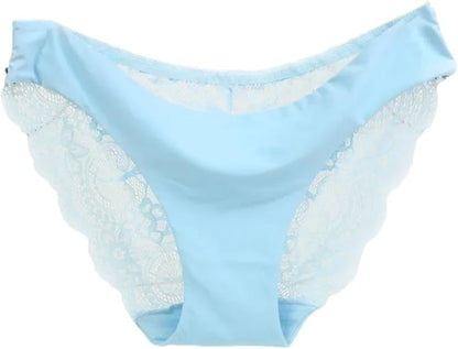 Hollow Lace Splicing Panties- Breathable Cotton Light Blue Call Me Petty