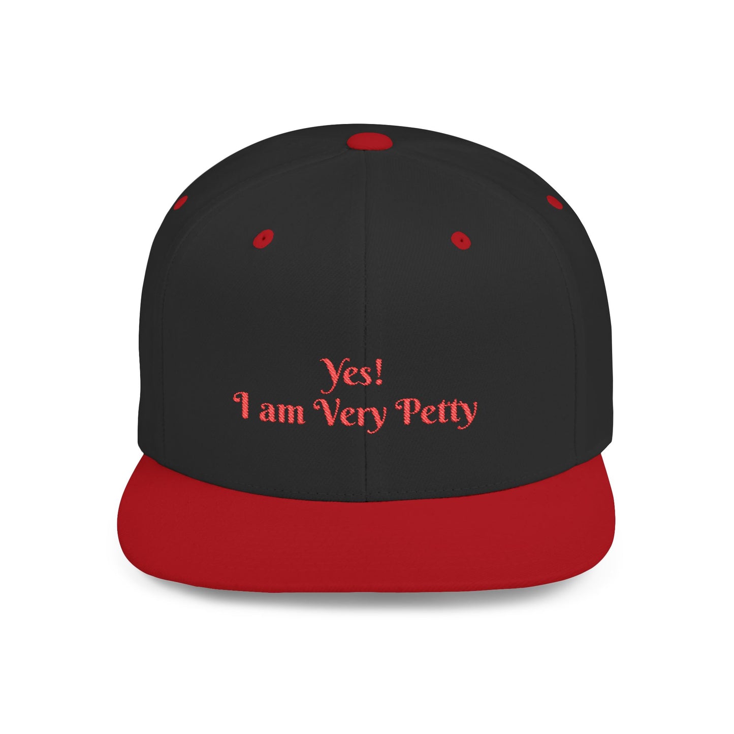Petty Flat Bill Snapback Cap One size Black Red Printify