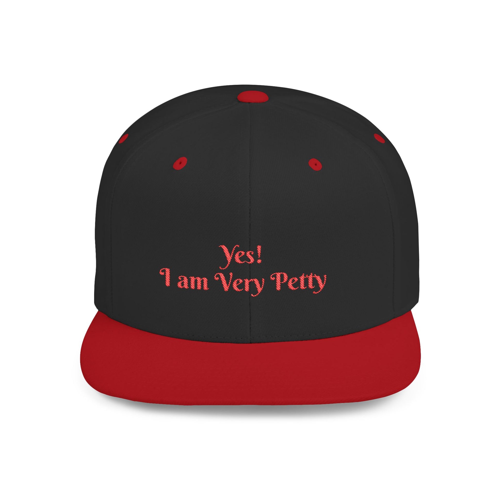 Petty Flat Bill Snapback Cap One size Black Red Printify