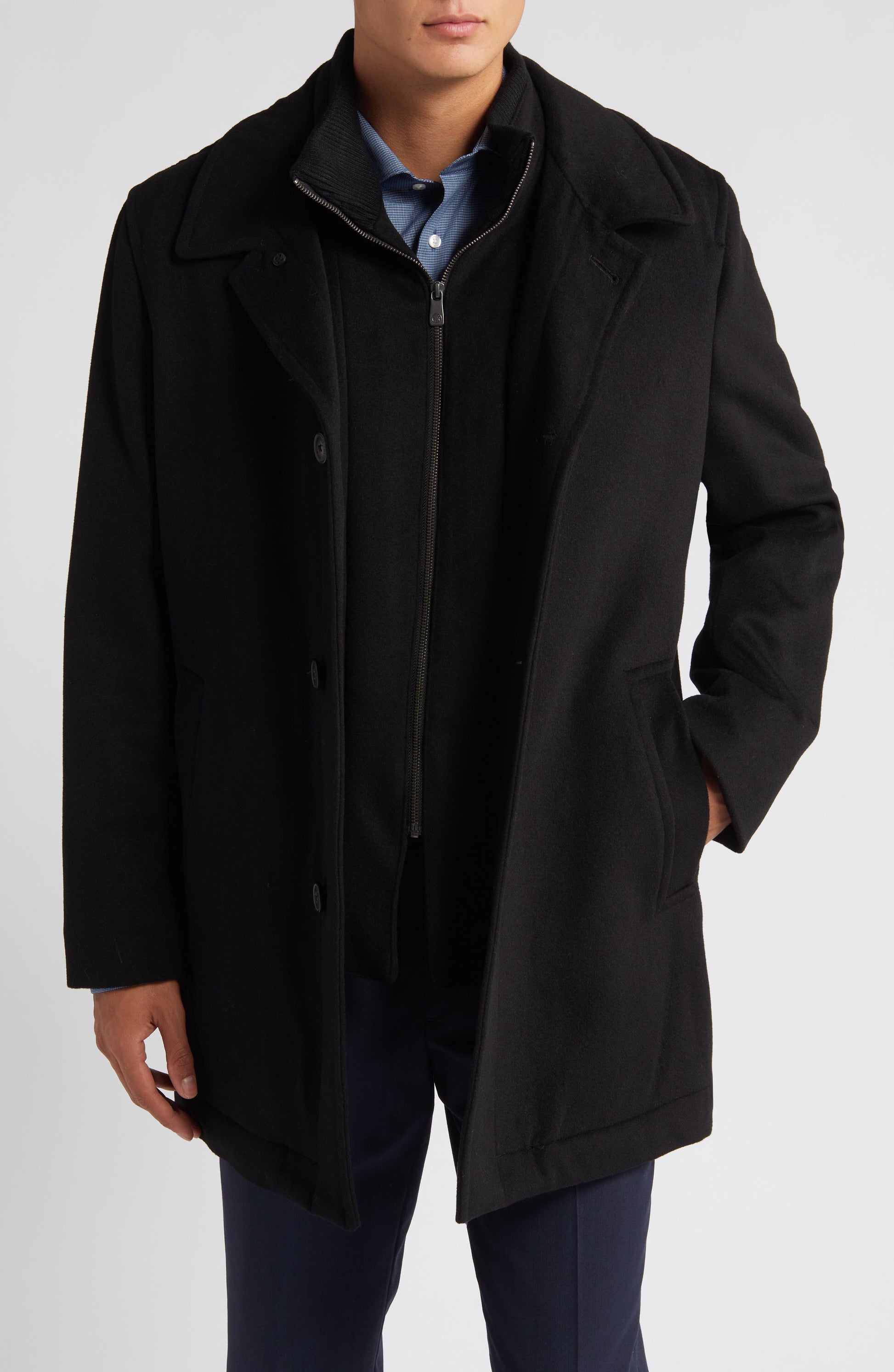 MacBeth Wool Blend Coat with Bib Black Call Me Petty