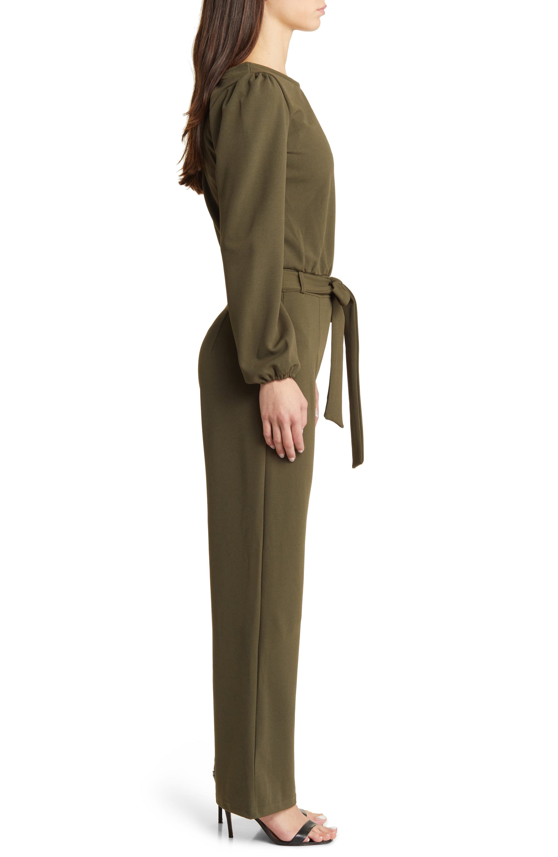 Joy Long Sleeve Tie Waist Jumpsuit Call Me Petty