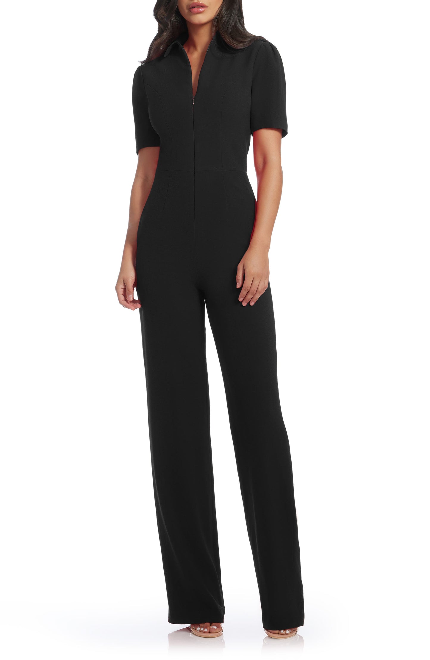 Gloria Front Zip Jumpsuit Black Call Me Petty