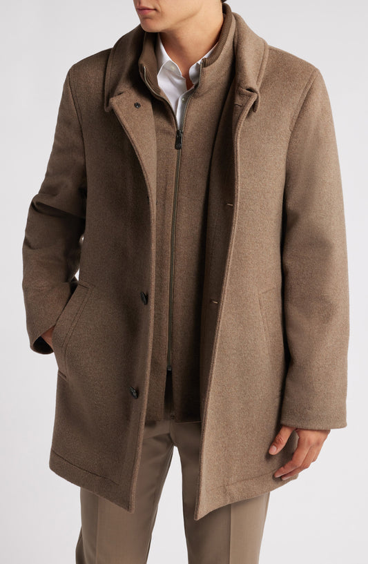 MacBeth Wool Blend Coat with Bib Oatmeal Call Me Petty