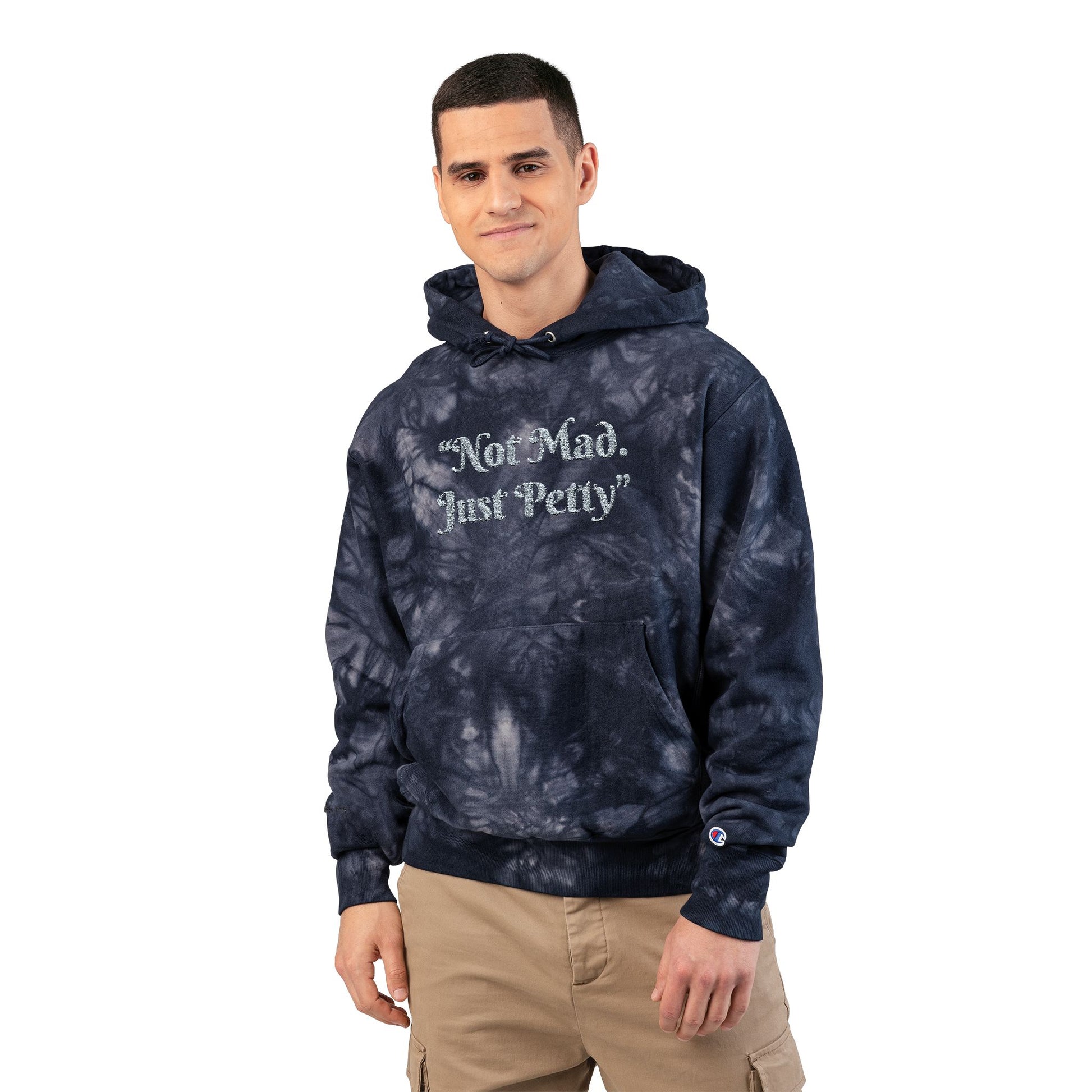 Not Mad, Just Petty Unisex Champion Tie-Dye Hoodie Printify