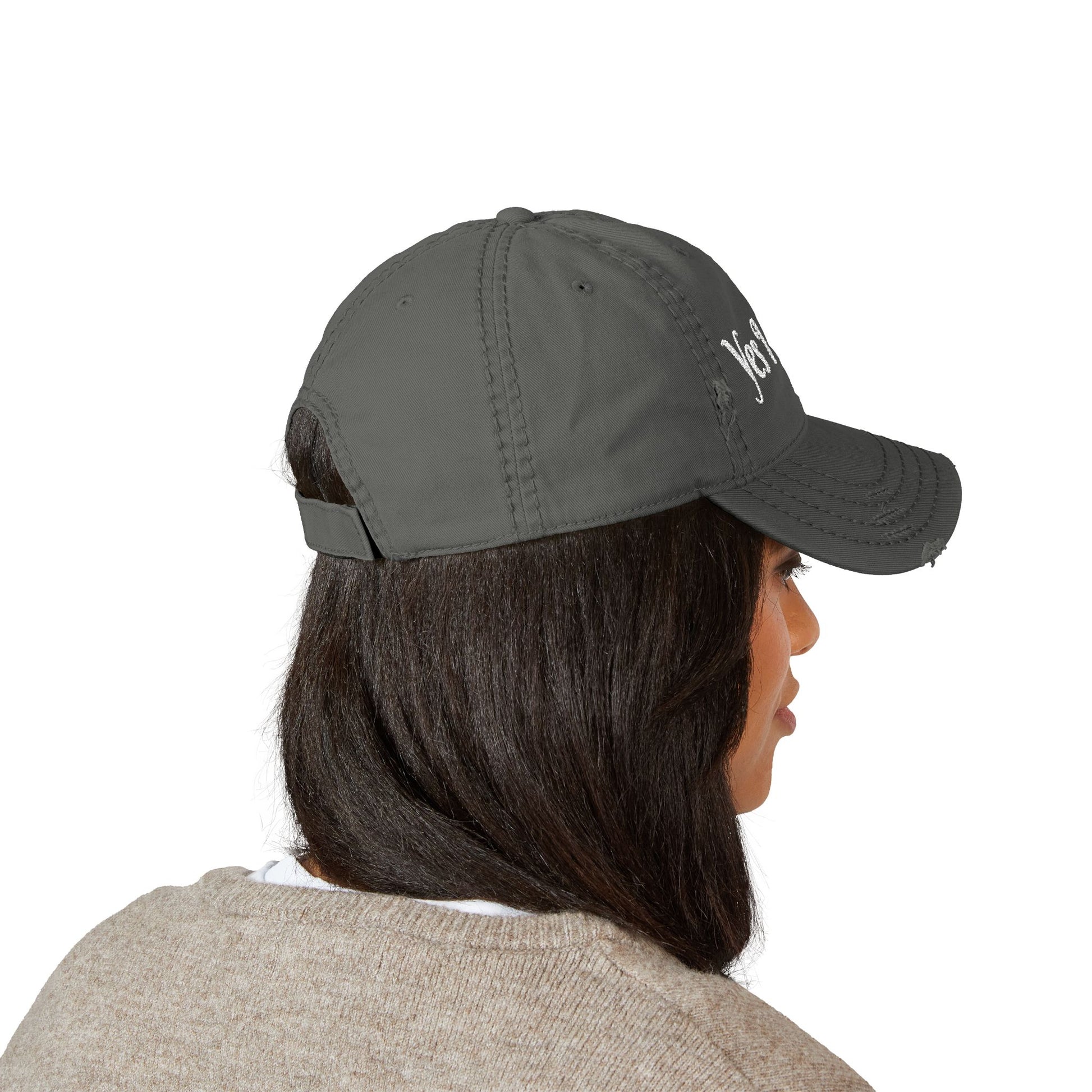 Yes I Served Distressed Embroidered Cap Printify