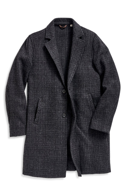 Subtle Plaid Boiled Wool Coat Black Multi Call Me Petty