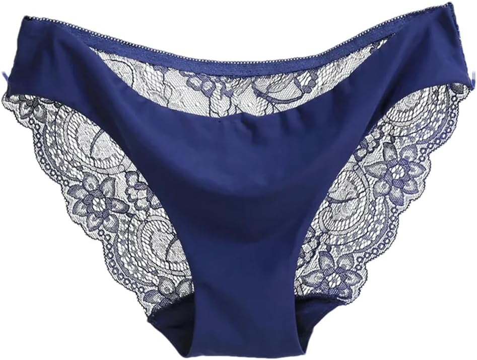Hollow Lace Splicing Panties- Breathable Cotton Navy Blue Call Me Petty