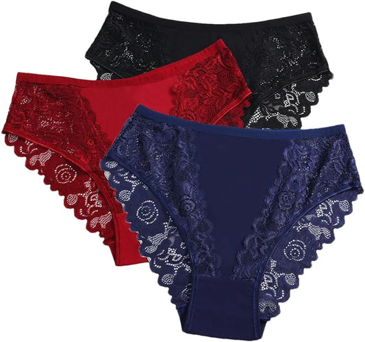 3Pcs/Set Sexy Embroidery Lace Cotton Panties 3pcs7559set1 Call Me Petty
