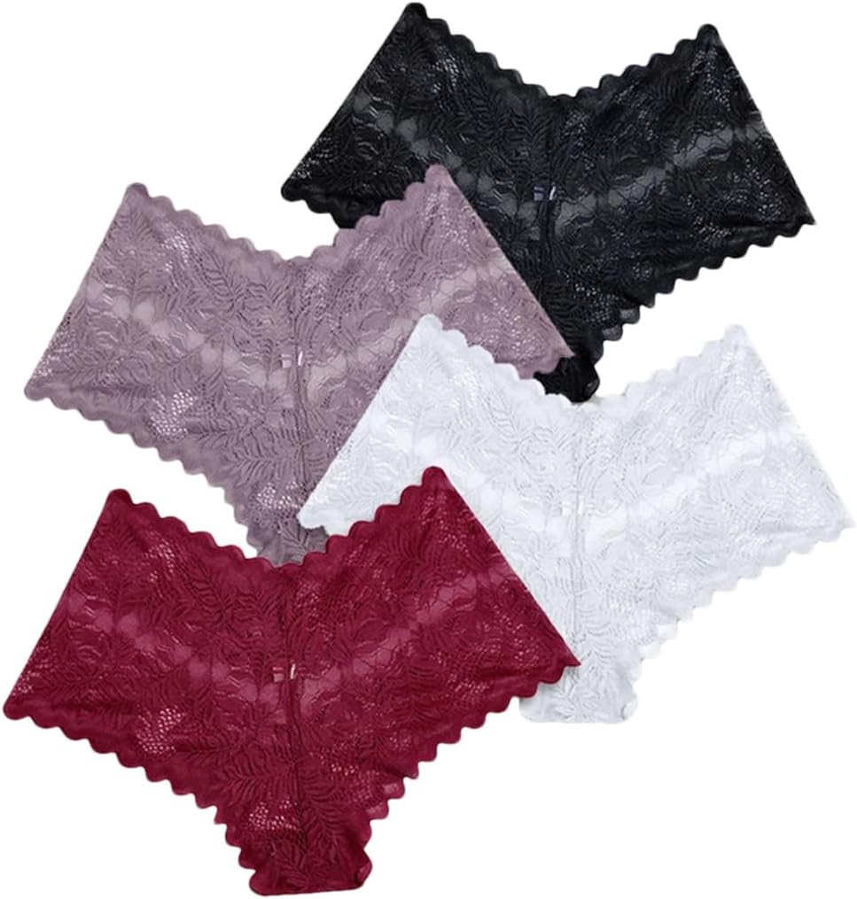 4Pcs Lace Hollow Out Solid Panties Un for Women Set 5 Call Me Petty