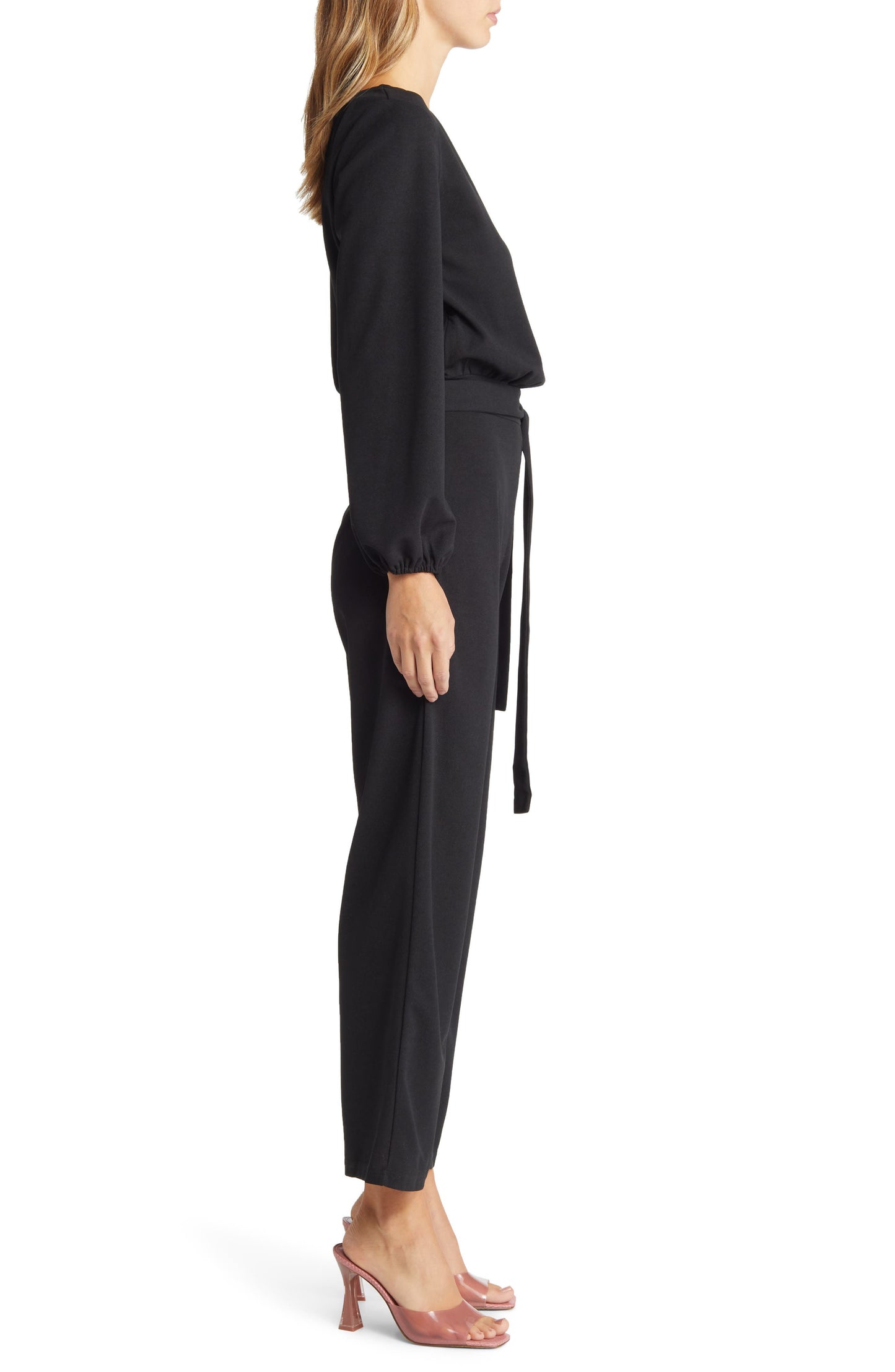 Joy Long Sleeve Tie Waist Jumpsuit Call Me Petty