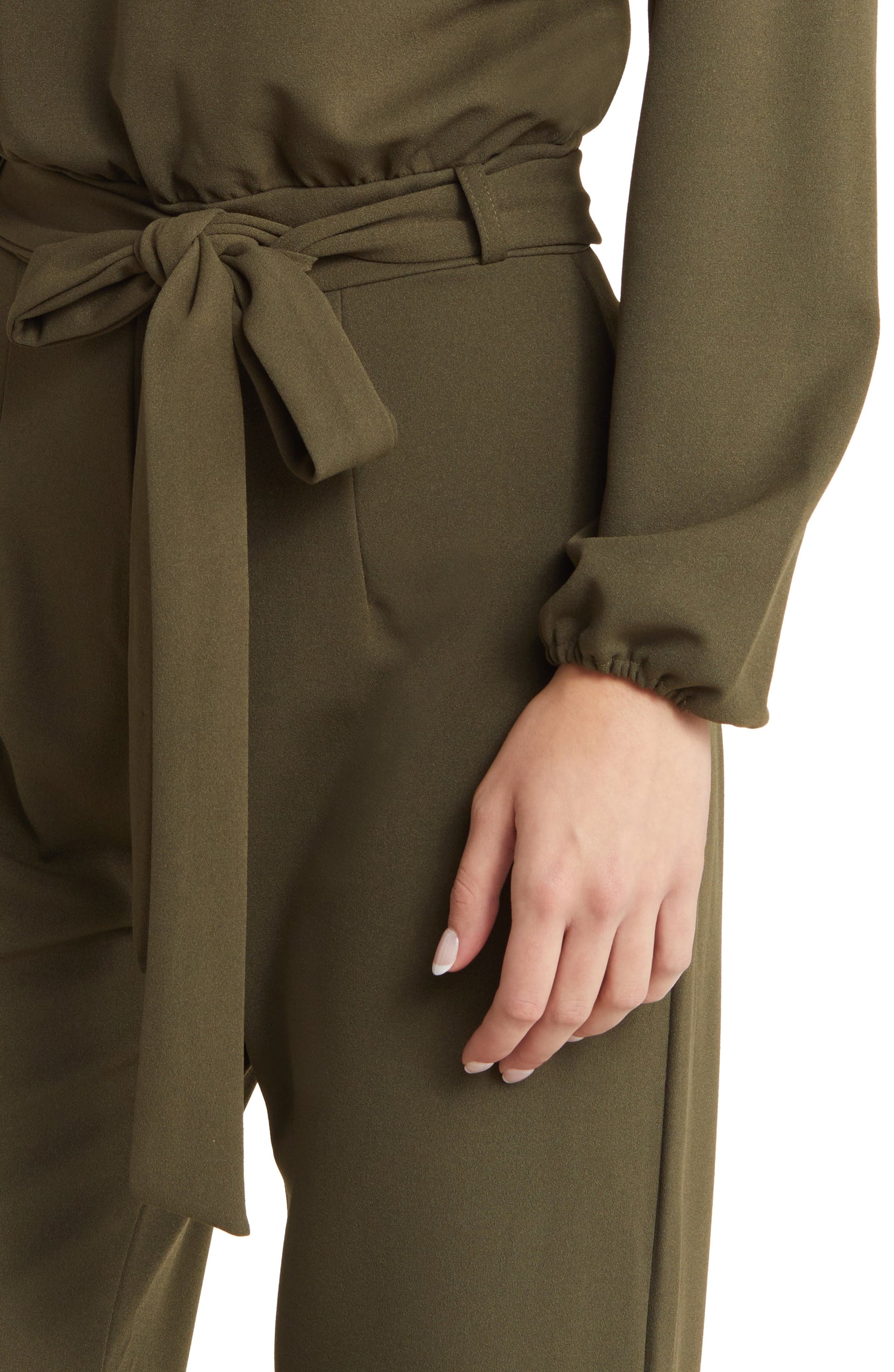 Joy Long Sleeve Tie Waist Jumpsuit Call Me Petty