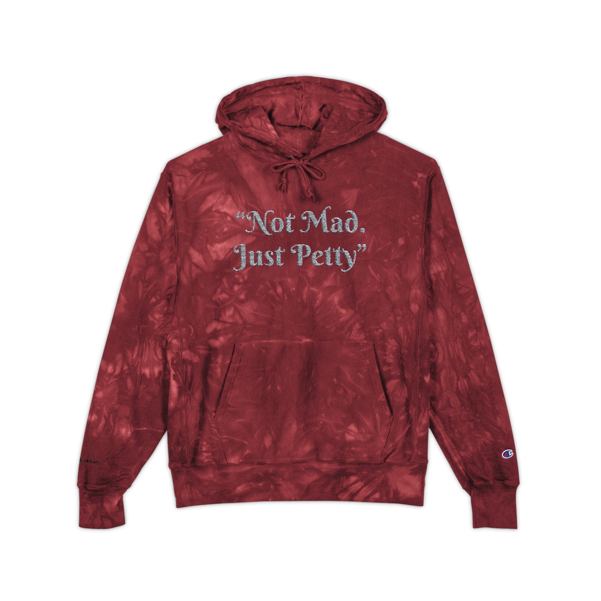 Not Mad, Just Petty Unisex Champion Tie-Dye Hoodie Mulled Berry Printify