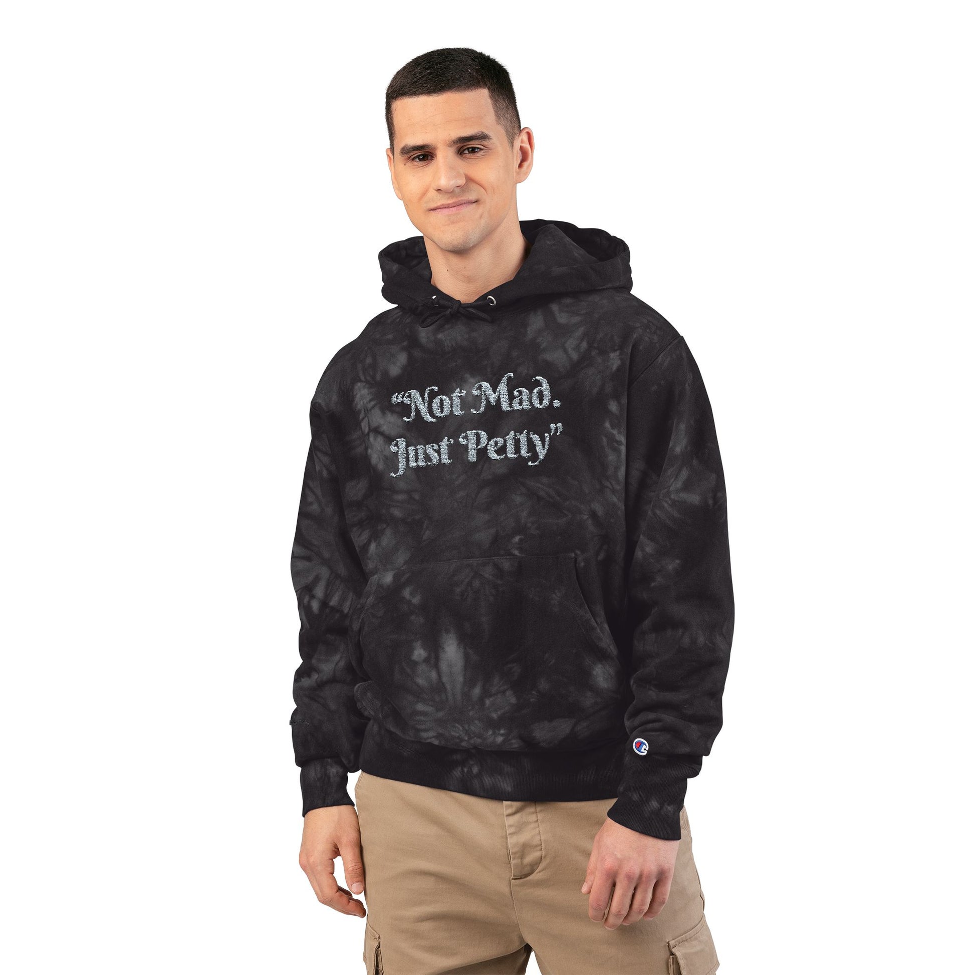 Not Mad, Just Petty Unisex Champion Tie-Dye Hoodie Printify