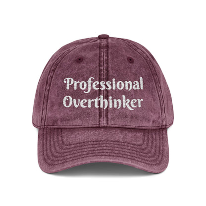 Professional Overthinker Vintage Embroidered Cap Hat One size Maroon Printify