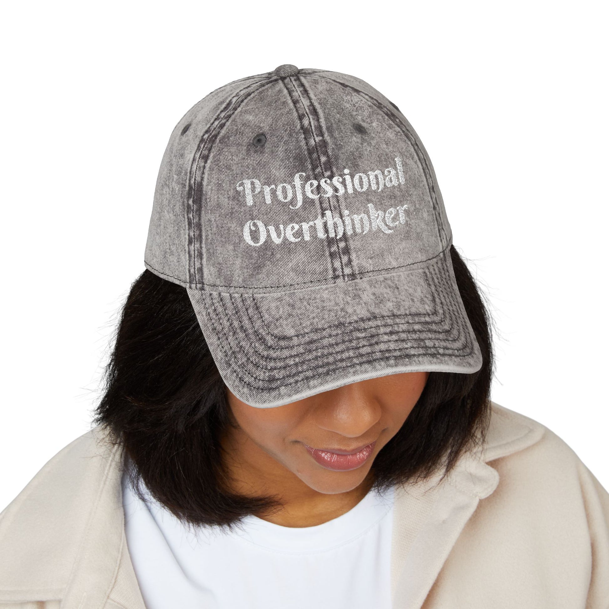 Professional Overthinker Vintage Embroidered Cap Hat Printify