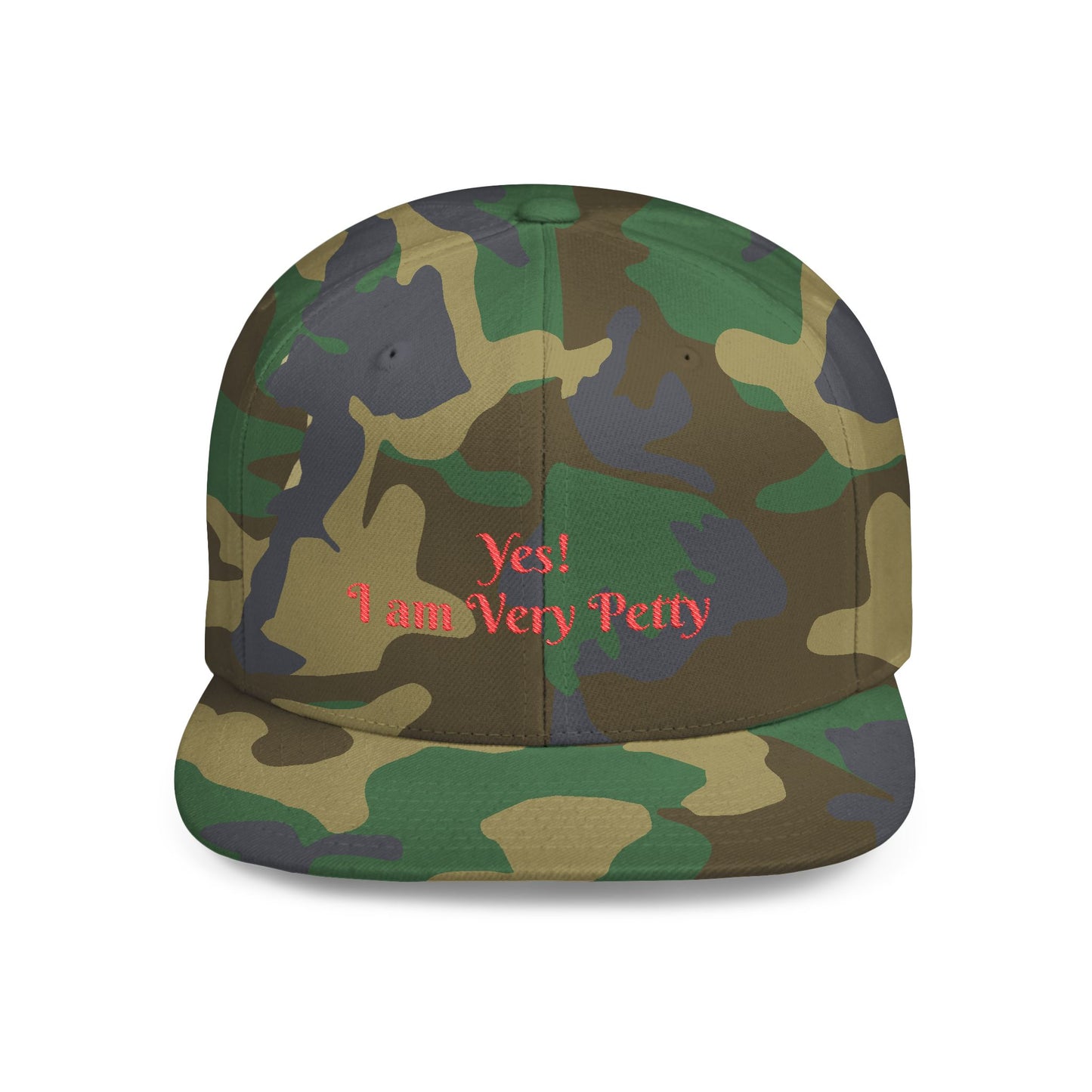 Petty Flat Bill Snapback Cap One size Green Camo Printify