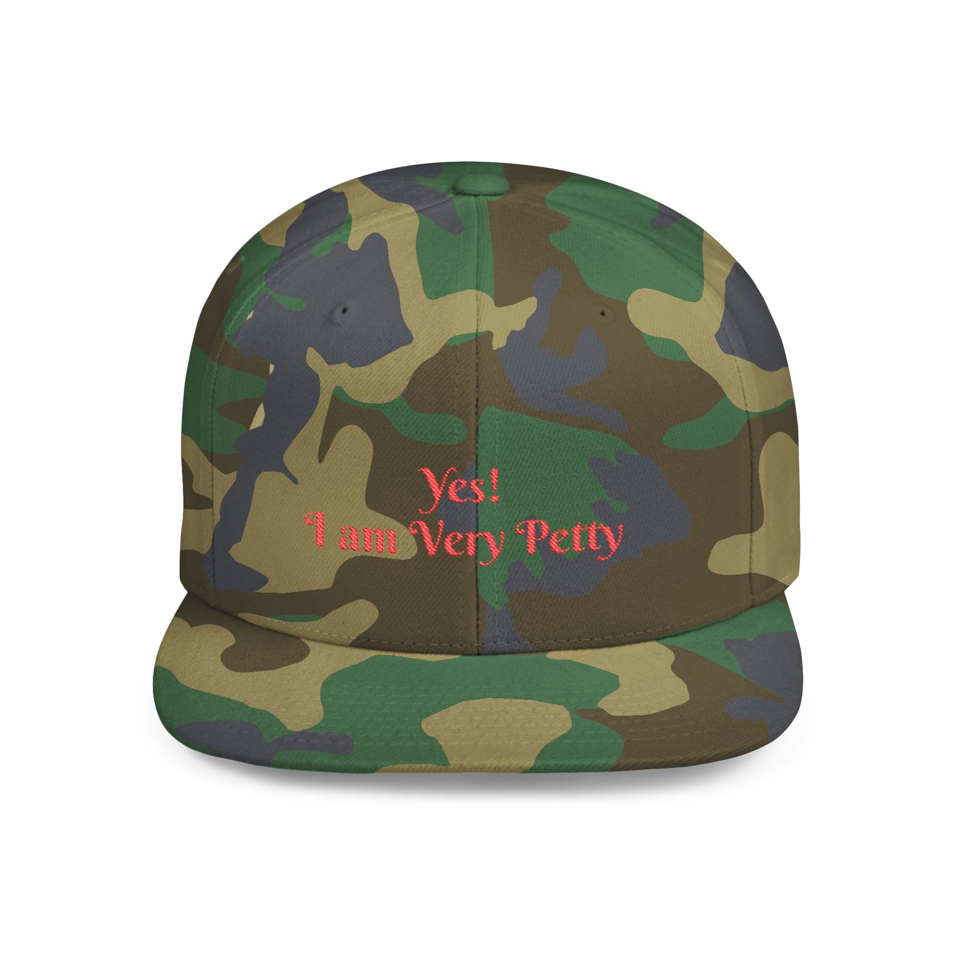 Petty Flat Bill Snapback Cap One size Green Camo Printify
