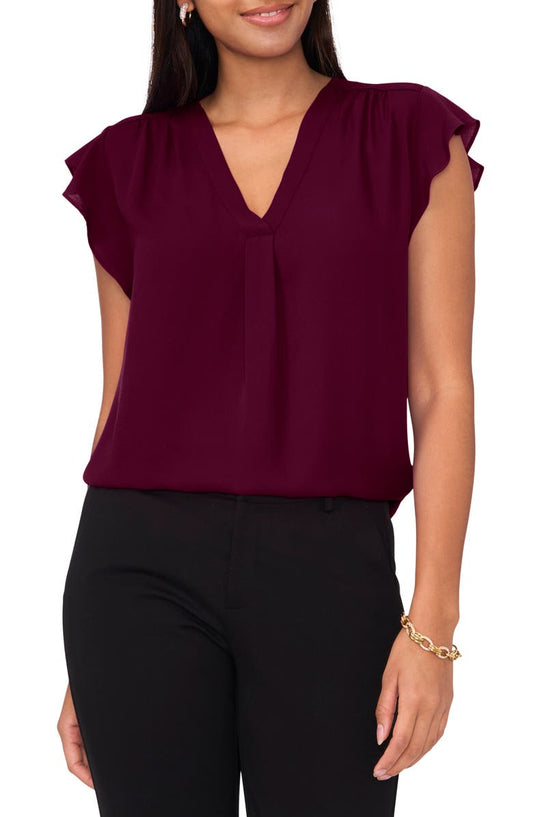 Print Flutter Sleeve Blouse Chaus