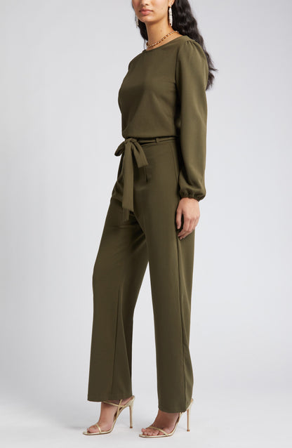 Joy Long Sleeve Tie Waist Jumpsuit Call Me Petty