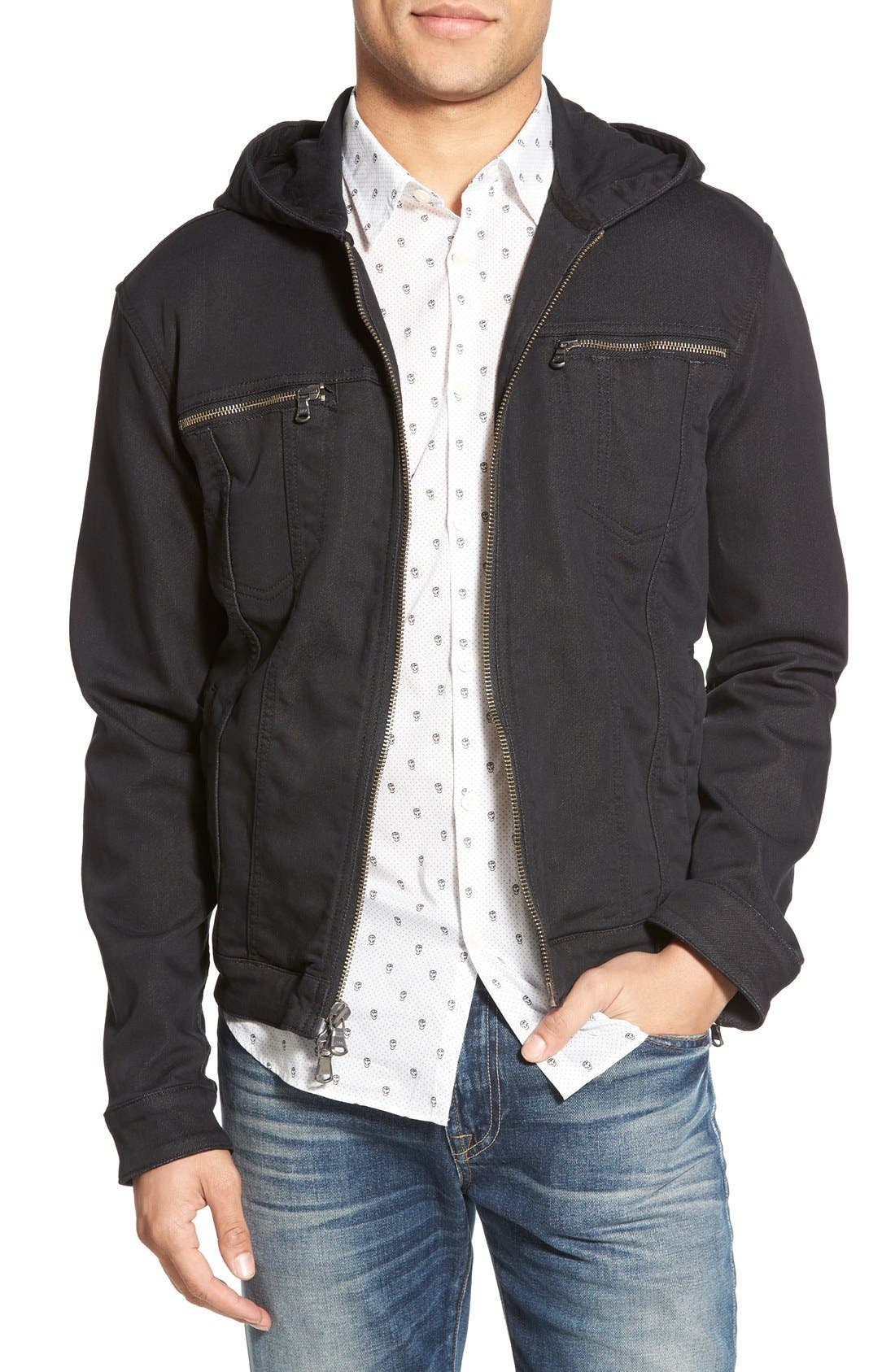 Hooded Denim Jacket Black Call Me Petty