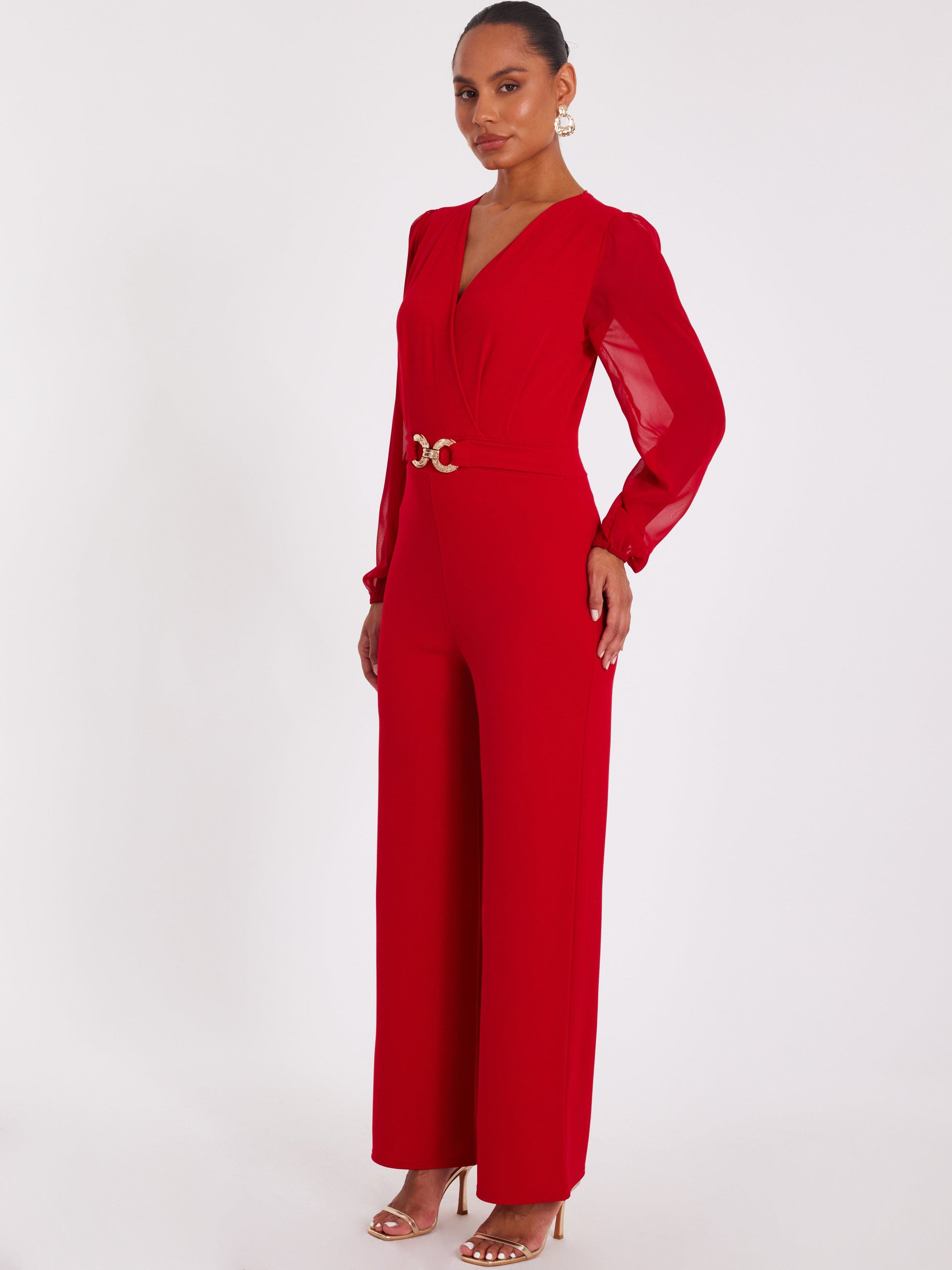 Chiffon Buckle Palazzo Jumpsuit Call Me Petty