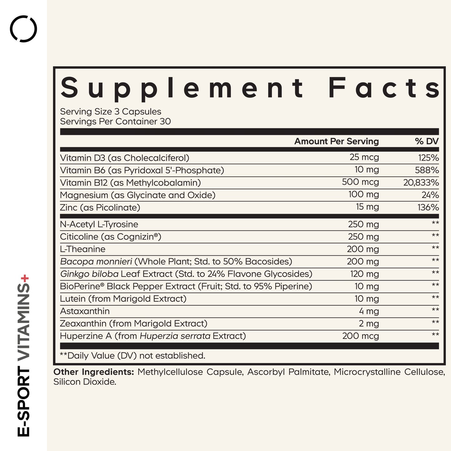 E-Sport Vitamins+ Citicoline Cognizin, Bacopa Monnieri, L-Theanine, Ginkgo, Lutein Call Me Petty