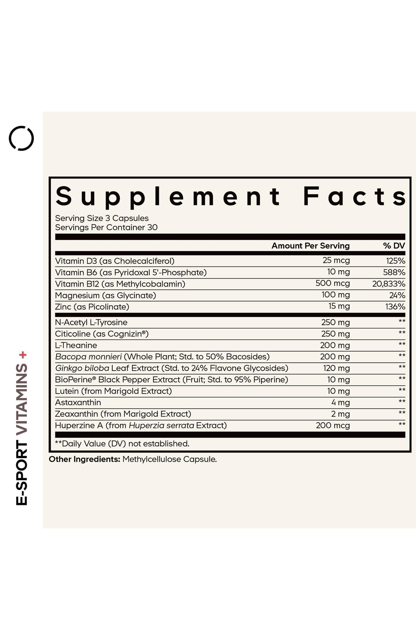 E-Sport Vitamins+ Citicoline Cognizin, Bacopa Monnieri, L-Theanine, Ginkgo, Lutein Call Me Petty