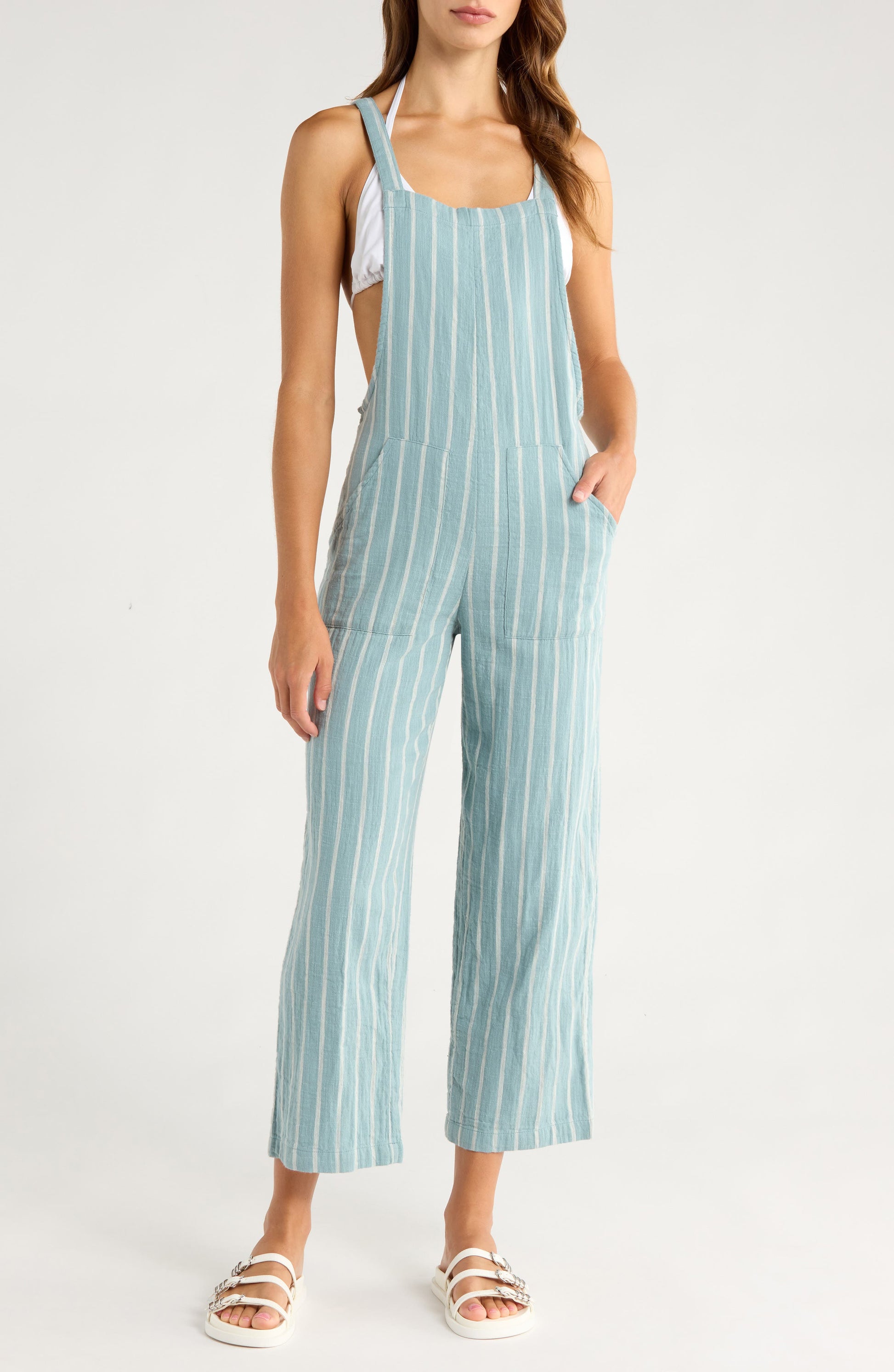 Pacific Time Cotton Gauze Jumpsuit Blue Fog Call Me Petty