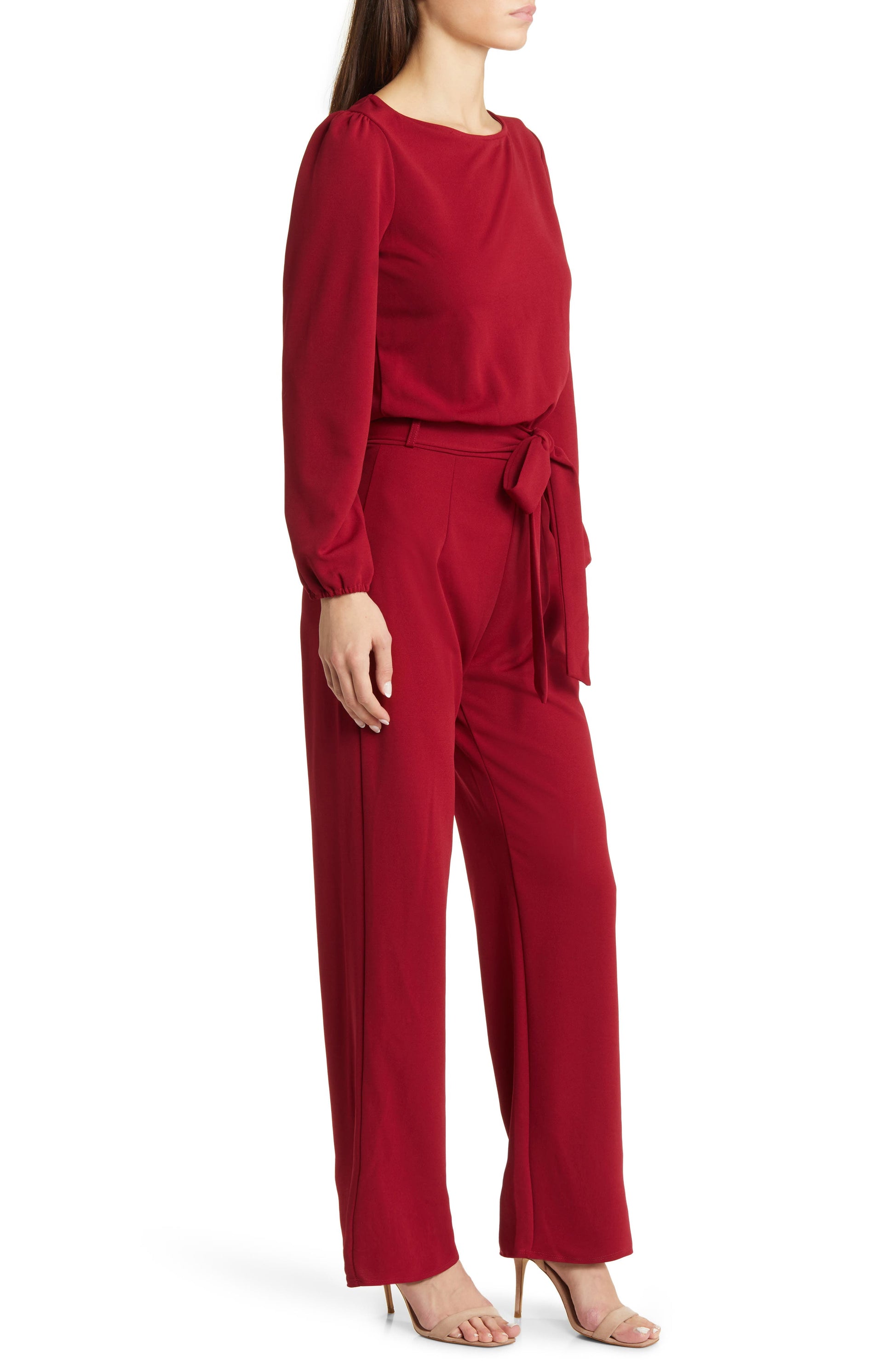 Joy Long Sleeve Tie Waist Jumpsuit Call Me Petty